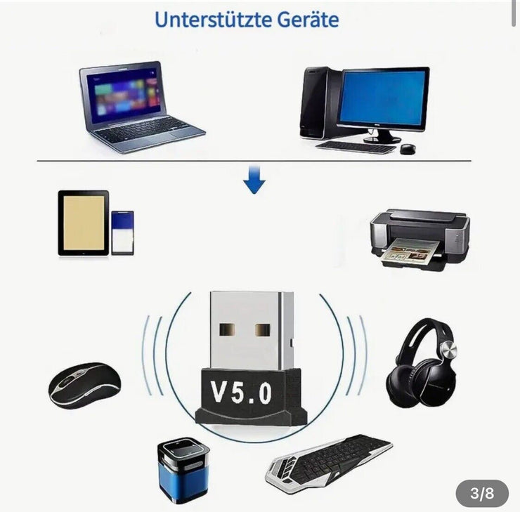Bluetooth Adapter Stick 5.0 Maus, Tastaturen, PC Notebook Headsets