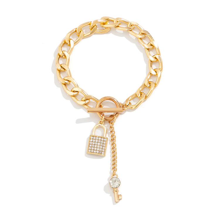 Dicke Kette mit glänzendem Schloss und Schlüssel anhänger Halskette für Frauen trend ige Damen accessoires am Hals Modeschmuck weiblich