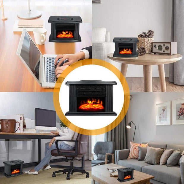 Compact Hause Kamin Heizung providing warmth with a realistic flame effect in various home settings.